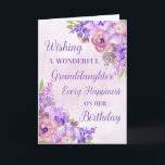 Purple Watercolor Flowers Granddaughter Birthday Card<br><div class="desc">Birthday card for granddaughter with purple watercolor flowers and thoughtful verse.</div>