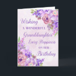 Purple Watercolor Flowers Granddaughter Birthday Card<br><div class="desc">Birthday card for granddaughter with purple watercolor flowers and thoughtful verse.</div>