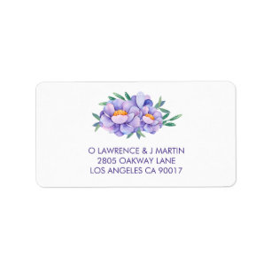 Purple Watercolor Flowers Label