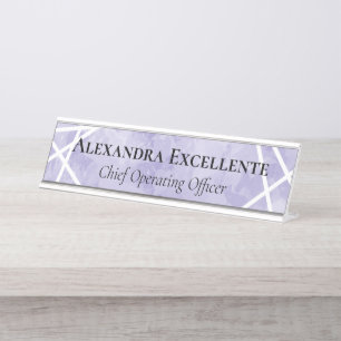 Purple Watercolor Geometric Modern Custom Womens Desk Name Plate