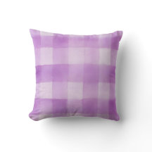 Purple Watercolor Gingham Plaid Throw Pillow