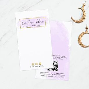 Purple Watercolor & Gold Earring Jewellery Display Business Card