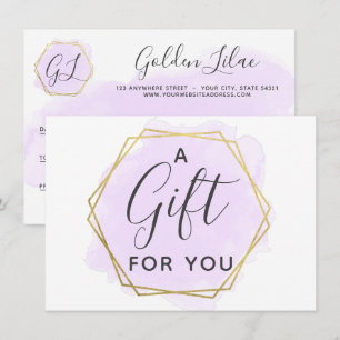 Purple Watercolor & Gold Gift Certificate Card