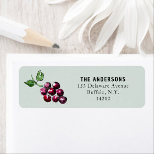 Purple Watercolor Grapes Elegant Return Address Label