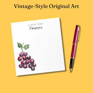 Purple Watercolor Grapes Vintage Red Wine Notepad