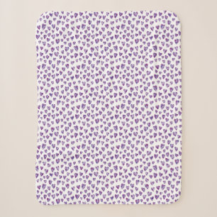 Purple Watercolor Heart Pattern Sherpa Blanket