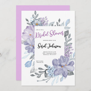 Purple Watercolor Lilac Flowers Bridal Shower  Invitation