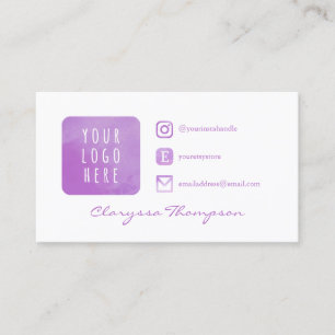 Purple Watercolor Logo Icons Photo Business Card