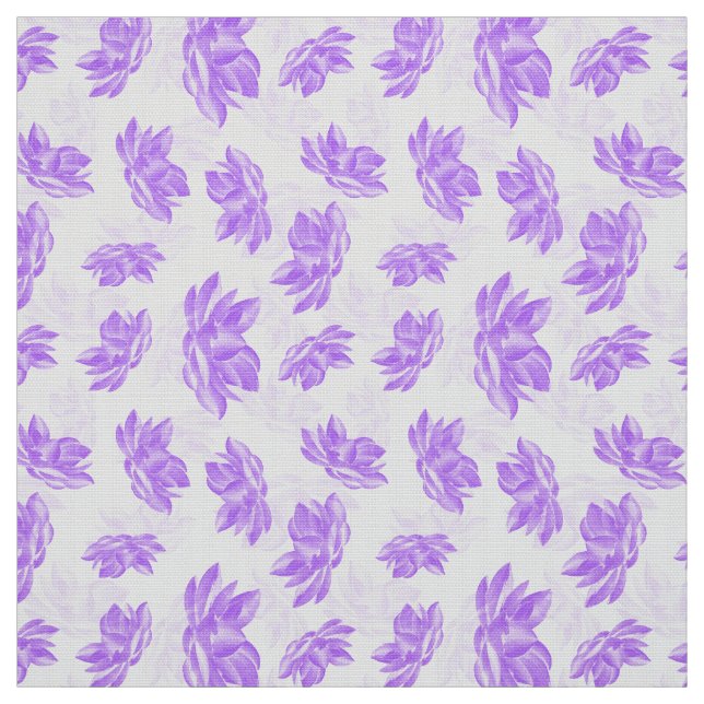 Purple Watercolor Lotus Flower Pattern Fabric (Swatch)