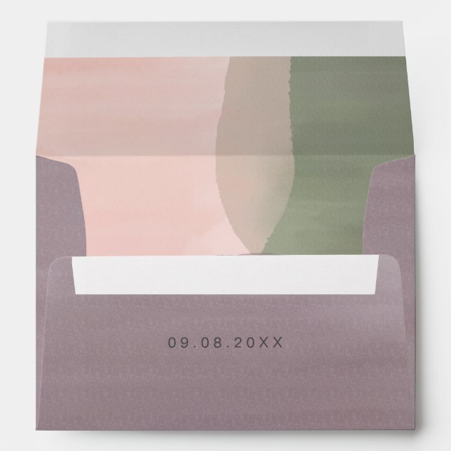 Purple Watercolor Modern Wedding Invitation Envelope (Back (Bottom))