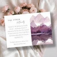 Purple Watercolor Mountain Lake Wedding Details