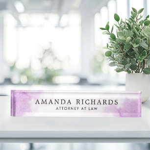 Purple watercolor nameplate
