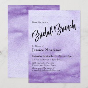 Purple Watercolor Ombre Bridal Brunch Invitation