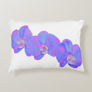 Purple watercolor Orchid painting, tropical flower Decorative Cushion
