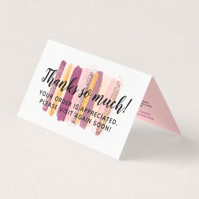 Purple Watercolor Paint Strokes Thank You Card (Front)