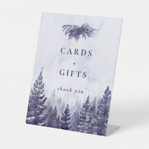 Purple Watercolor Pine Tree Forest Cards And Gifts Pedestal Sign