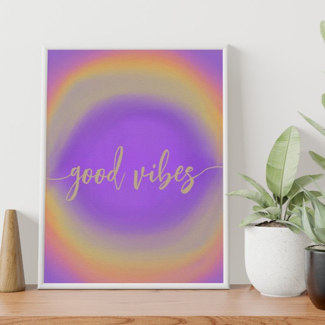 Purple watercolor rainbow good vibes poster (Creator Uploaded)