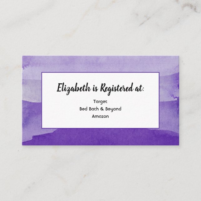 Purple Watercolor Registry Card (Front)