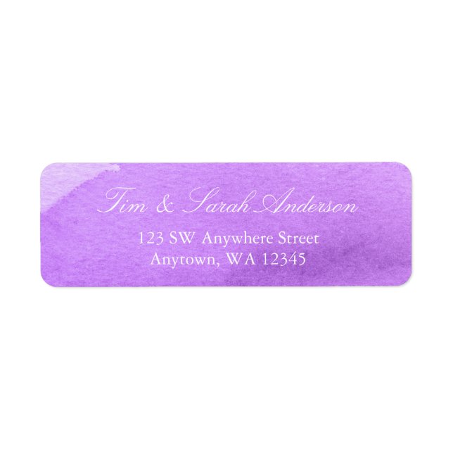Purple Watercolor Return Address Label (Front)