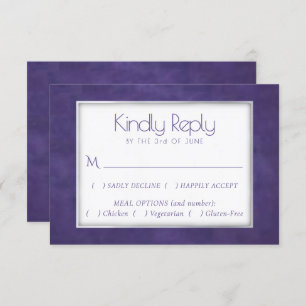 Purple Watercolor Royal Violet Frame Meal Option RSVP Card