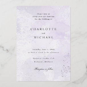 Purple watercolor silver foil wedding
