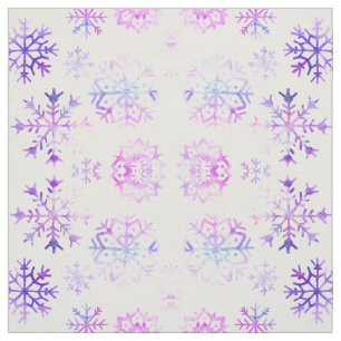 Purple Watercolor Snowflake Christmas Design Fabric