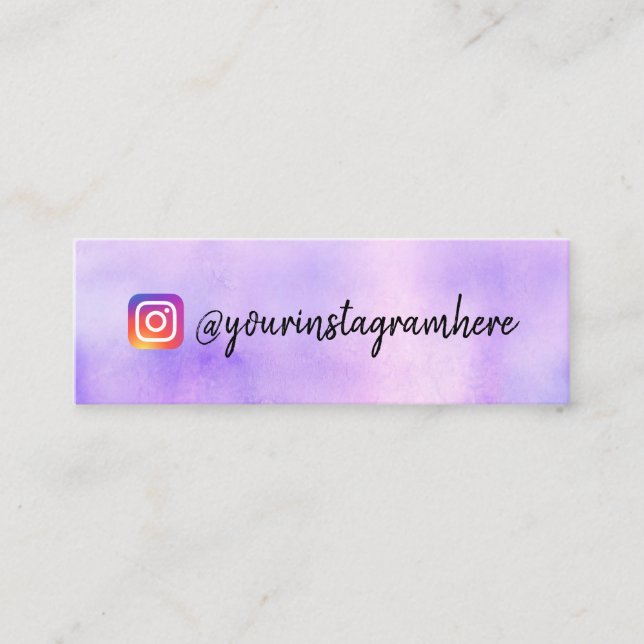 Purple Watercolor Social Media Mini Business Card (Front)