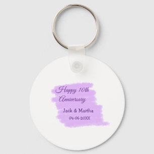 Purple watercolor splash modern 10th anniversary key ring