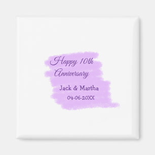 Purple watercolor splash modern 10th anniversary magnet