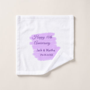 Purple watercolor splash modern 10th anniversary wash cloth
