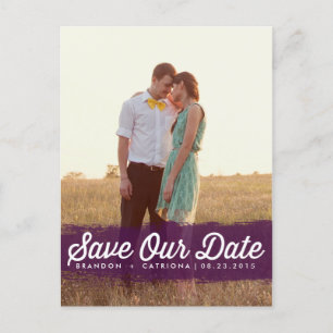 PURPLE WATERCOLOR SPLASH SAVE THE DATE POSTCARD
