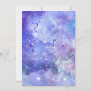 Purple Watercolor Starry Sky Space Lover Galaxy Invitation
