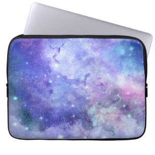 Purple Watercolor Starry Sky Space Lover Galaxy Laptop Sleeve