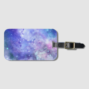 Purple Watercolor Starry Sky Space Lover Galaxy Luggage Tag