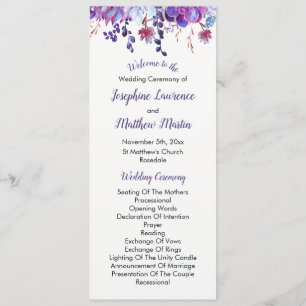 Purple Watercolor Succulent Wedding Programs