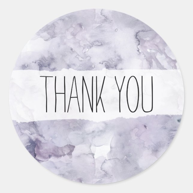 Purple Watercolor Thank You Sticker (Front)