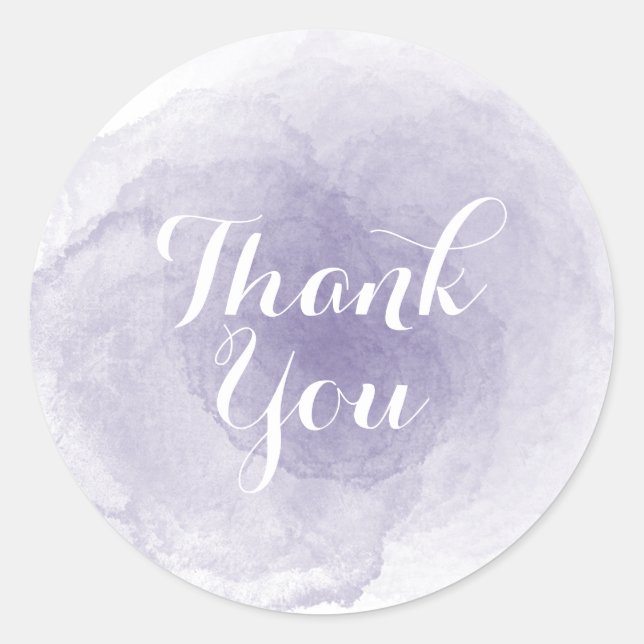 Purple Watercolor Thank You Sticker (Front)