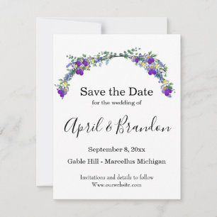 Purple watercolor violet Lavender Eucalyptus Save The Date