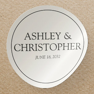 Purple Watercolor Wildflower Wedding Classic Round Sticker