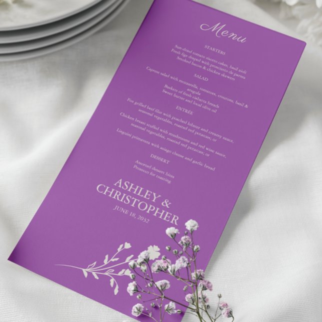 Purple Watercolor Wildflower Wedding Menu (Creator Uploaded)