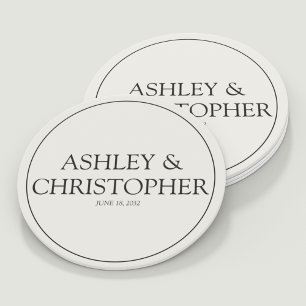 Purple Watercolor Wildflower Wedding Round Paper Coaster