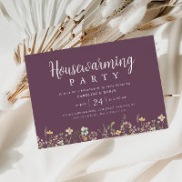 purple watercolor wildflowers housewarming party