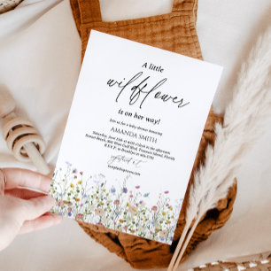 Purple Watercolor Wildflowers , Summer Flowers Invitation