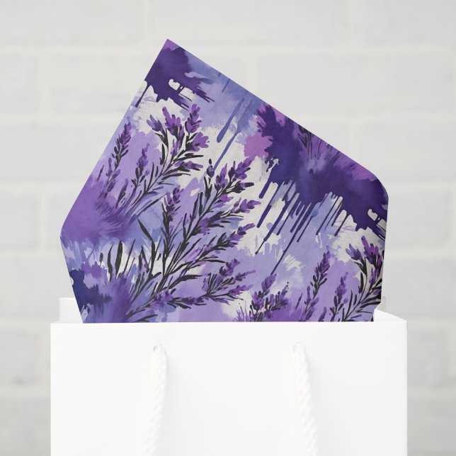 Purple Watercolor with Florals Tissue Paper (Gift Bag)