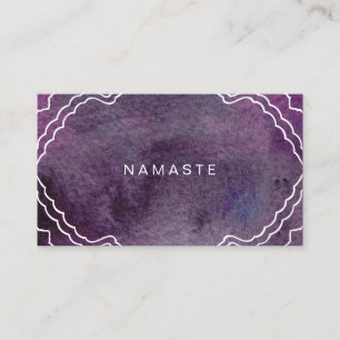 Purple Watercolor Yoga Teacher Namaste Business Card