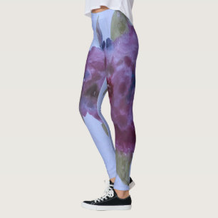 Purple Watercolored Flowered Leggings