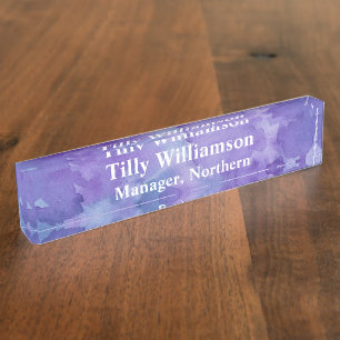 Purple watercolour art pattern nameplate