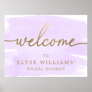 Purple Watercolour Bridal Shower Welcome Sign