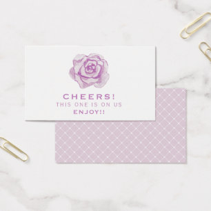 Purple Watercolour Rose   Wedding Drink Ticket