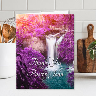 Purple Waterfall Sunrise Pastor Appreciation  Thank You Card